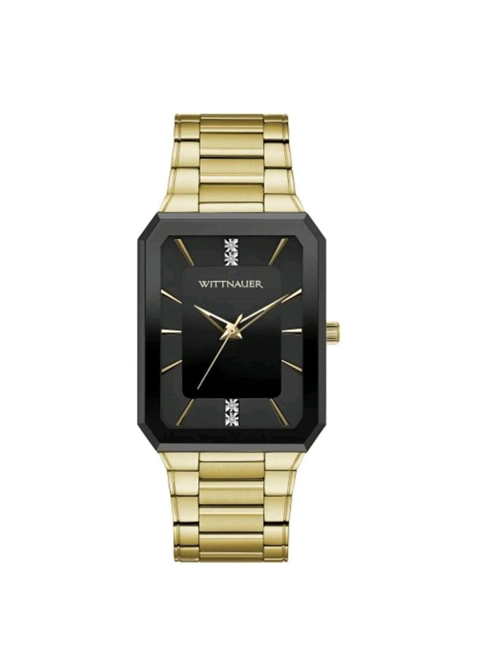 NWT Wittnauer $575 WN3092 Store Display 9.7/10 Men's Omni Black Dial Gold Quartz